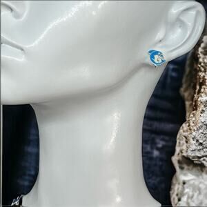 Claire's Sterling Silver Blue Shark Stud Earrings
